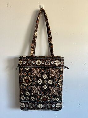 Vera Bradley Canyon Tote Brown Floral Quilted Cotton Retired Pattern NWT